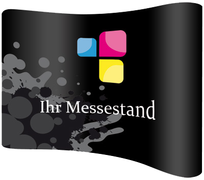 Gebogene Messewand als Beispiel f&uuml;r eine individuell gestaltete Standr&uuml;ckwand